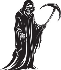 Smiling Reaper Fun Doodle Logo Delightful Reaper Cartoon Icon Graphic