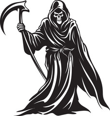 Happy Reaper Cartoon Vector Logo Friendly Reaper Doodle Icon Design