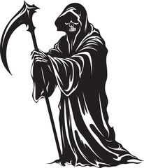 Friendly Reaper Whimsical Doodle Art Cheerful Reaper Fun Cartoon Icon