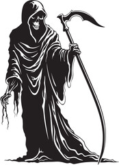 Delightful Reaper Fun Doodle Icon Whimsical Reaper Cartoon Vector Icon