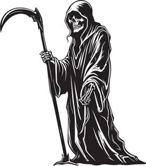 Cute Grim Reaper Doodle Icon Logo Quirky Reaper Cartoon Vector Graphic