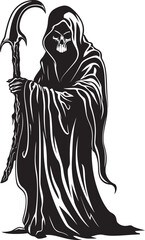 Lively Reaper Playful Logo Design Sweet Grim Reaper Doodle Vector Art