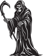 Friendly Grim Reaper Cartoon Icon Art Quirky Reaper Doodle Vector Logo