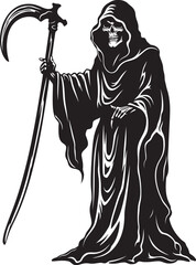 Jolly Grim Reaper Cartoon Logo Design Adorable Reaper Doodle Icon Graphic