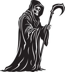 Whimsical Grim Reaper Cute Art Design Charming Reaper Fun Vector Art
