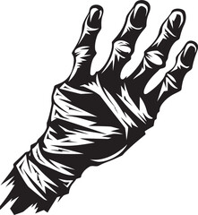 Horror Mummy Hand Iconic Vector Design Ghoulish Mummy Hand Scary Logo Graphic