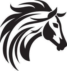 Fototapeta premium Flowing Mane Horse Icon Logo Design Bold Horse Head Emblem Vector Graphic