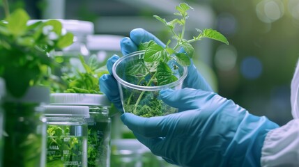A scientist using synthetic biology techniques to engineer microorganisms capable of bioremediation, cleaning up environmental contaminants.