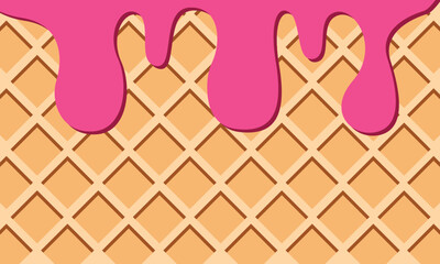 Cream melted on chocolate bar background set. Cute design with sample text.