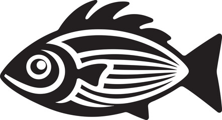 Minimalist Inka Fish Emblem Ethnic Art Ancient Inka Fish Design Tribal Symbol