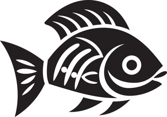 Minimal Inka Fish Art Ethnic Logo Ancient Tribal Fish Emblem Inka Design