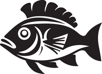 Minimal Inka Fish Art Tribal Logo Ethnic Tribal Fish Emblem Inka Design