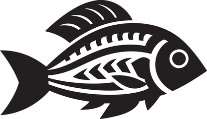 Minimal Inka Fish Pattern Ethnic Logo Ancient Inka Fish Art Tribal Design