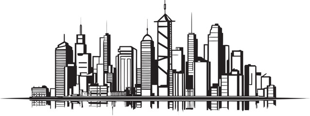 Building Outline Icon City Design Minimalist Urban Skyline Line Drawing Emblem