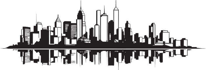 Urban Landscape Drawing Line Art Icon Line Drawing of Cityscape Building Logo