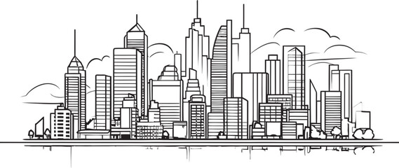 Building Outline Icon Cityscape Graphic Architectural Line Art Minimalist Emblem