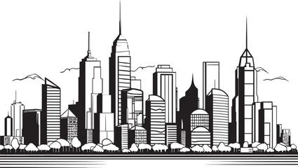 Obraz premium Cityscape Outline Art Line Art Logo Linear City Design Architectural Icon