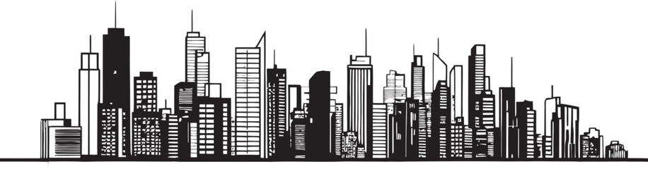 Obraz premium Building Silhouette Icon Cityscape Logo Linear Cityscape Drawing Line Art Logo