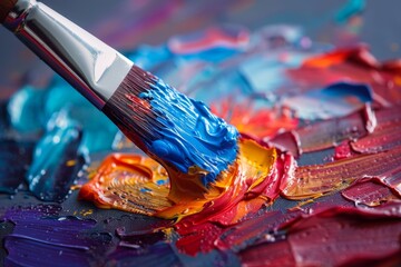 Colorful Paint Brush Strokes on Canvas
