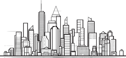 Obraz premium Minimalist City Skyline Line Art Logo Linear City Design Architectural Emblem