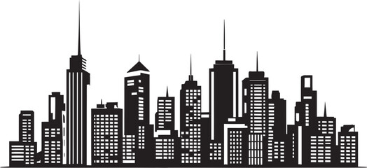 City Skyline Illustration Line Art Emblem Linear Cityscape Drawing Architectural Logo