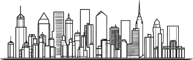 Linear City Skyline Line Drawing Logo Building Outline Icon Minimalist Logo