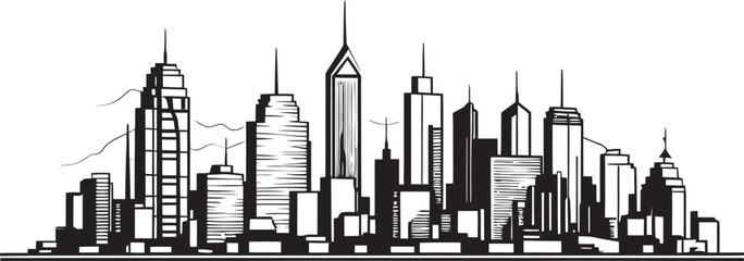 Cityscape Outline Art Minimal Logo Building Outline Icon Architecture Emblem