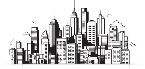 Minimalist City Skyline Urban Logo Line Art Cityscape Building Graphic