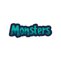 monster logo blue color text sticker t shirt vector illustration template design
