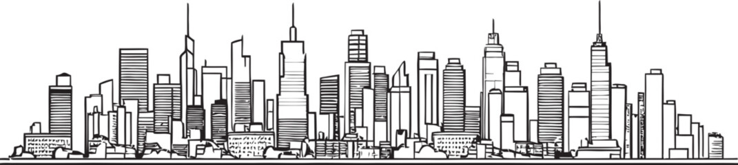 Linear City Design Building Outline Graphic Building Silhouette Icon Urban Design