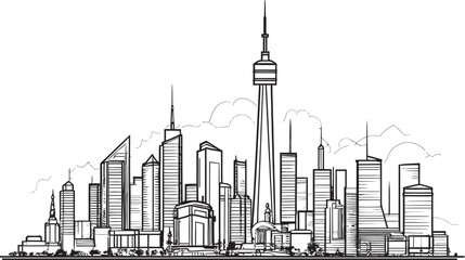 Obraz premium Abstract Building Sketch Cityscape Icon Line Drawing of City Urban Concept Emblem