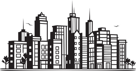 Architectural Line Art Cityscape Logo Minimalist City Scene Line Drawing Graphic