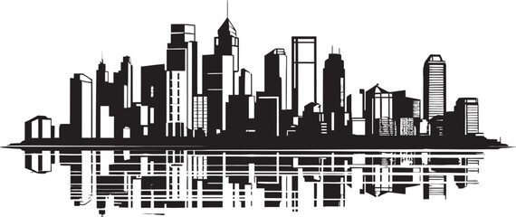 Obraz premium Line Drawing of Cityscape Urban Scene Design City Skyline Illustration Architectural Logo