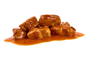 Hungarian goulash, beef, pork stew, isolated on white background