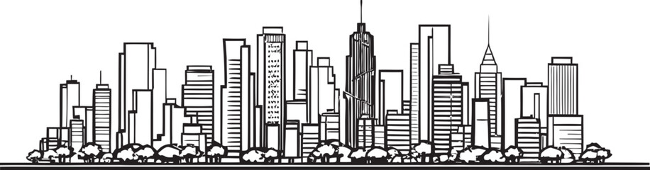 Building Outline Icon Cityscape Emblem Linear City Design Minimalist Logo