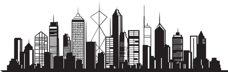 Line Art Cityscape Urban Emblem Building Silhouette Icon Architectural Logo