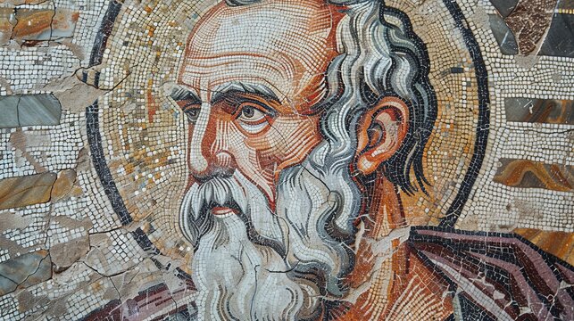 Portrait of Solon, Athenian statesman, legislator and poet. Floor mosaic. Ancient Lycia