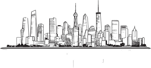 Obraz premium Building Silhouette Icon Linear Logo Linear City Skyline Architecture Graphic