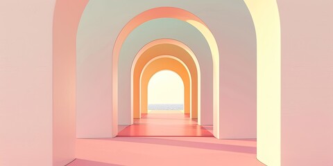 Fototapeta premium Symmetrical Pastel Arches in Modern Design.