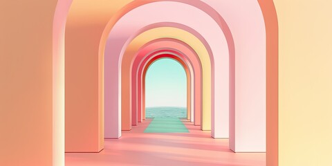 Fototapeta premium Symmetrical Pastel Arches in Modern Design.