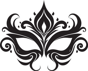 Minimalist Mask Icon Masquerade Emblem Feathered Masquerade Design Logo Concept