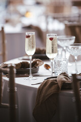 The bride and grooms champagne drink at a wedding