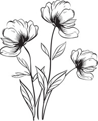 Modern Blossom Icon Minimalist Graphic Elegant Line Drawing Flower Emblem Design