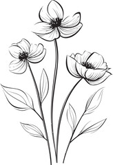 Minimalist Daisy Symbol Abstract Graphic Linear Blossom Design Floral Icon