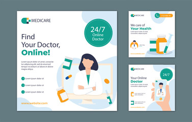 Medical health clinic template for social media post vector template. Medical social media post template. Medical social media banner or square social media post banner