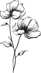 Linear Minimalist Emblem Icon Design Minimalist Abstract Blossom Logo Graphic