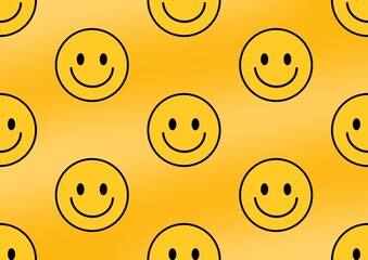 Yellow emoticon. Yellow emoticon on a colored background. Smiley Seamless pattern with a smiley face. Smile pattern