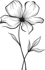 Elegant Line Art Emblem Flower Icon Geometric Daisy Symbol Abstract Graphic