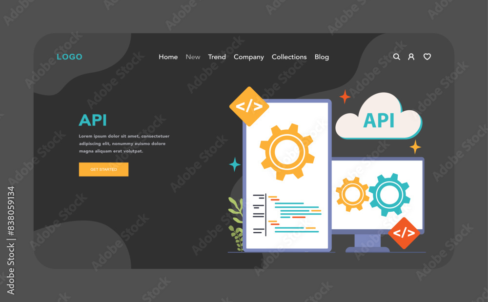 Canvas Prints open source web banner or landing page dark or night mode.