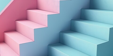 Pastel Geometric Staircase Art